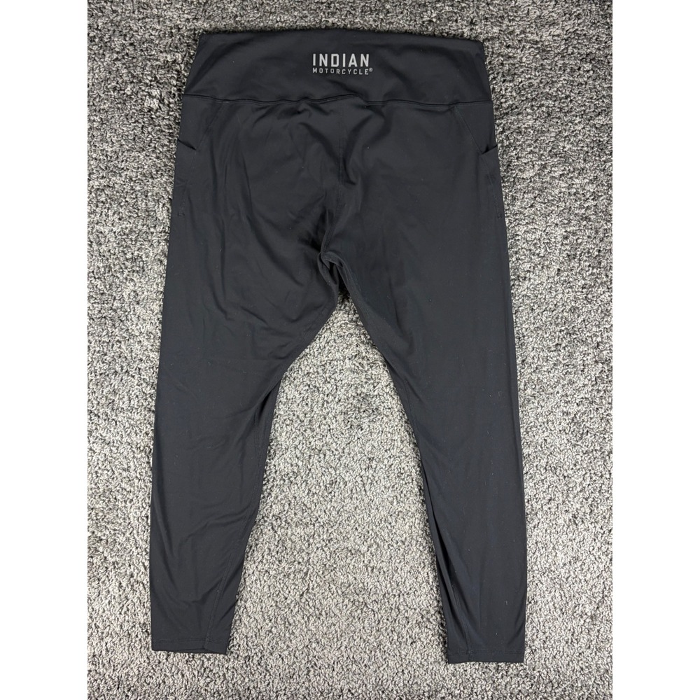 Indian Motorcycle Performance Womens 2XL Black Athletic Leggings Pockets Stretch